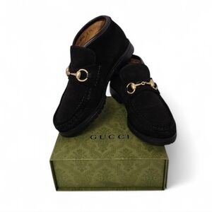 Gucci Horsebit Ankle Boots In Black Suede Size 5 / 35 C